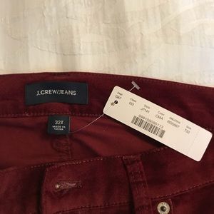 J Crew maroon velvet jeans